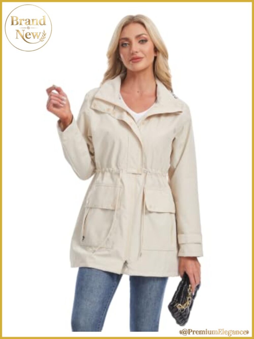 HALO RAIN Women's Waterproof Long Hooded Rain Jacket Windbreaker